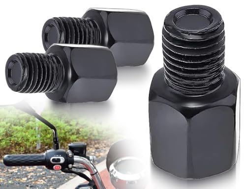 Lhbwhiz 2 Stück Linksgewinde spiegeladapter M10 auf M8,Motorrad Spiegel Adapter,Motorroller Rückspiegel Schrauben, spiegeladapter für Moped Roller Linksgewinde(Schwarz)