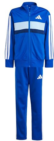adidas Unisex Kinder SEASONAL ESSENTIALS TIBERIO 3 STRIPES TRICOT TRACKSUIT, Royal Blue/White/Glow Blue, 6-7 Years