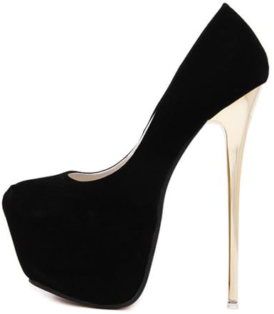 Plateforme Talon Aiguille Escarpins Femme Talon Haut Sexy 16cm De Soirée Mariage Fête (45,Noir)