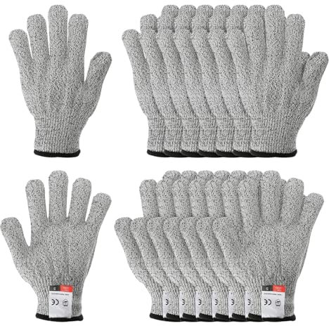 PATIKIL Cut Resistant Gloves, 8 Pair Level 5 Protection Anti Cutting Gloves Cut Proof Gloves for Kitchen Wood Carving Working, Extra Large, Gray