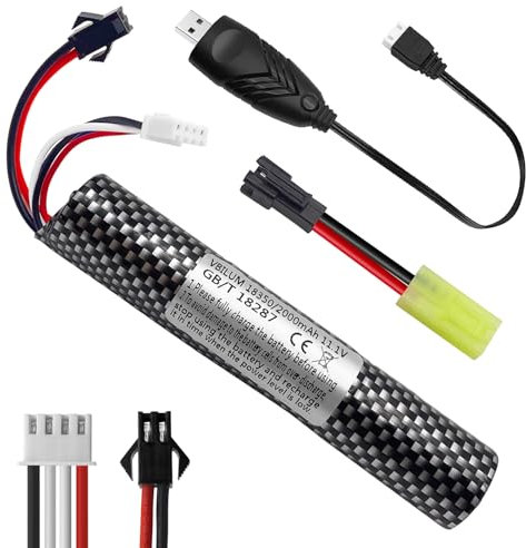 Batterie Softair 11.1V 2000mAh pour Airsoft Gel Blaster Splatter Ball Battery avec câble de Charge