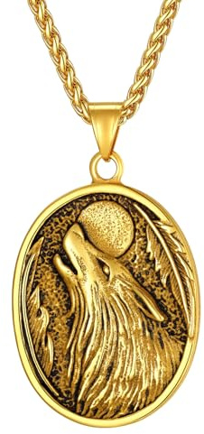 Supcare Rune Kette für Herren Jungen Wikinger Rune Anhänger Viking Rune Halskette mit Hirsche/Bärenklaue/Wolfskopf/Kreuz Anhänger Punk Glücksbringer Wikinger Schmuck für Geburtstag Valentinstag