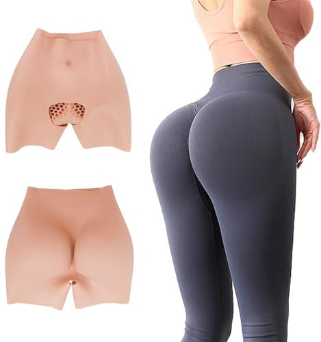 Minaky Crossdresser Silikon Höschen Hüfte heben hohlen aus Schritt, Silikon-Fake-Po-Hose riesige Hüften für Transgender Drag Queen Crossdressing Cosplay,Gelb