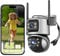 8MP Überwachungskamera Aussen 4K Outdoor Dual Kameras 2.4G WiFi PTZ WLAN 360° Sichtbereich mit Personen Fahrzeugerkennung,6X Hybrid Zoom,2-Wege-Audio,Vollfarbige Nachtsicht,Alarmmeldung,IP66,Alexa