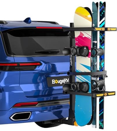 BougeRV Hitch Ski- und Snowboardständer mit Schloss, neigbar, magnetisch, für die Seite des Autos