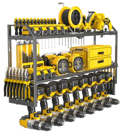 JOIRACK Power Tool Organizer Wall Mount,8 Drill Holders Wall Mount,3 Layers Garage Tool Organizers Cordless Tool Organizer,Power Tool Storage Rack Heavy Duty Drill Shelf (29IN Medium Size)