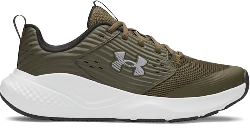 Under Armour Herren Charged Commit Training 4, atmungsaktive Herren Trainingsschuhe, stoßdämpfende Fitnessschuhe,Expedition Green / Halo Gray / Steel,42.5