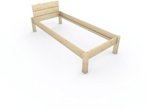TUGA - Holztech Pfostenbett metallarm Fichte Massivholz Daybett 80 x 190cm 38cm Höhe FSC 300kg Holzbett unbehandelt