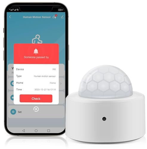 Präsenzmelder, Zigbee Bewegungsmelder, Smart Bewegungsmelder WLAN, Drahtloser Bewegungssensor für Smart Life/Tuya App mit Fernüberwachungs App Kompatibel mit Tuya Z2M(ZigBee Hub Required)