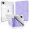 MuyDoux Custodia Origami per iPad Pro 11 Pollici 2022/2021/2020/2018 (4ª/3ª/2ª/1ª Generazione) con Portapenna, Angoli di Visione Multipli 5 in 1, Cover Retro Trasparente Chiaro Antiurto, Viola Chiaro