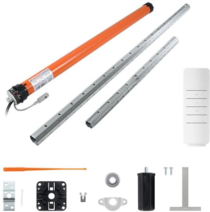 3T-MOTORS Funk-Rollladenmotor Komplettset mit Fernbedienung HSZ1, SW40 Welle 1,60 m, 3T35-13RX (Zugkraft 13 Nm/40 kg) mit mechanischen Endschaltern, bidirektional, Rollladenantrieb