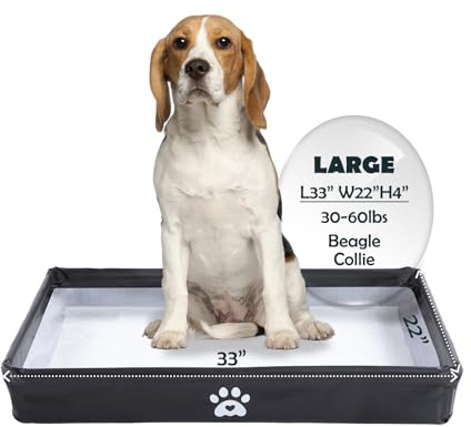 MEEXPAWS Hunde PIPI Pad Halter faltbar XXL, Welpen Unterlage Halterung mit hohem Rand, Hundetoilette Indoor für große Hunde (82x56 cm), wasserdichte Trainingsunterlage, geruchsneutral