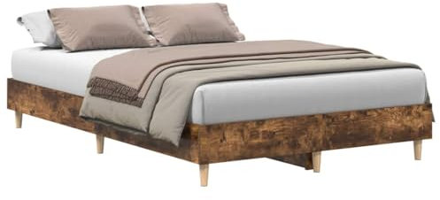 vidaXL Bettgestell ohne Matratze Räuchereiche 120x200 cm Holzwerkstoff