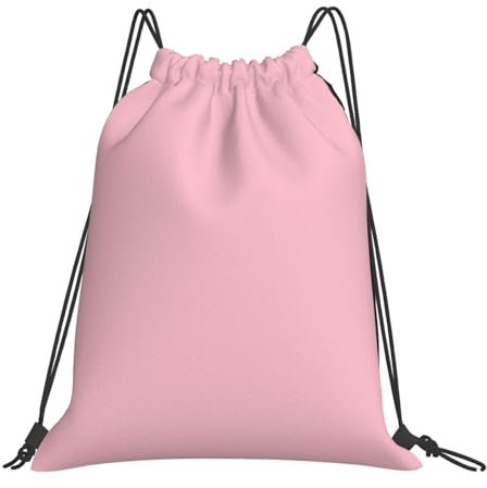 Borse leggere in tinta unita rosa con coulisse - Zaino per sport, palestra, yoga, viaggi - Borsa in nylon resistente, bianco, taglia unica, Bianco, taglia unica