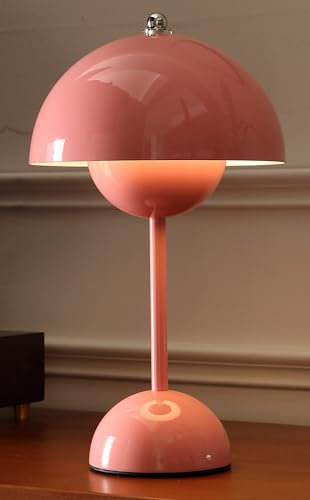 wall lamp Modern Flowerpot Cordless Table Lamp, Cordless Touch Table Lamp,Dimmable Rechargeable Mushroom Table Lamp,Small Bedside Lamp,Battery Operated Lamp,Night Light for Indoor Outdoor (Pink) wall