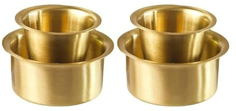 Yuktha Eternals Brass Dabara Set | Tea, Coffee Dabara Set | South Indian Coffee Glass Tumbler Set | Brass Dabara Tumbler Set of 2 (120 ML Capacity, Large)