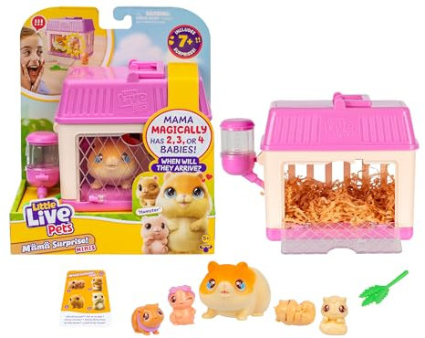 Little Live Pets Mama Surprise LP304200 Minis Hamster en Peluche avec 2, 3 ou 4 bébés au Hasard, Animal de Compagnie interactif pour Enfants de Plus de 5 Ans