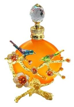 ZFIHAV Vintage Glass Perfume Bottlevv Fancy Glass Perfume Bottles Empty Vintage Bird Flower Decorative Refillable Crystal Perfume Bottle(Yellow,40ML)