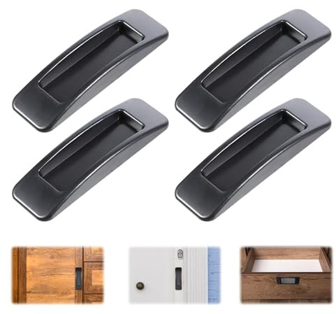 Yuomeaz 4 Pcs Adhesive Handle, Black Self Stick Instant Drawer Handle, Plastic Cabinet Knobs, Stick on No Drill Drawer Pulls for Sliding Doors Closet Window