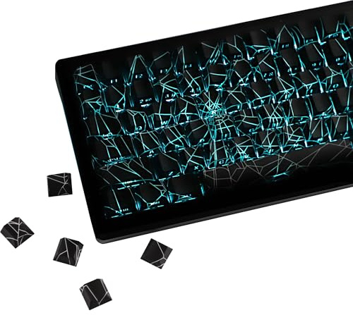 YMDK Spider Web 140 Keys Keycaps Side-lit Shine Through PBT+PC Cherry Profile Five-Sided Dye Sub Custom Keycap for MX Mechanical Keyboard 61/64/68/84/87/100/104/108 Layout