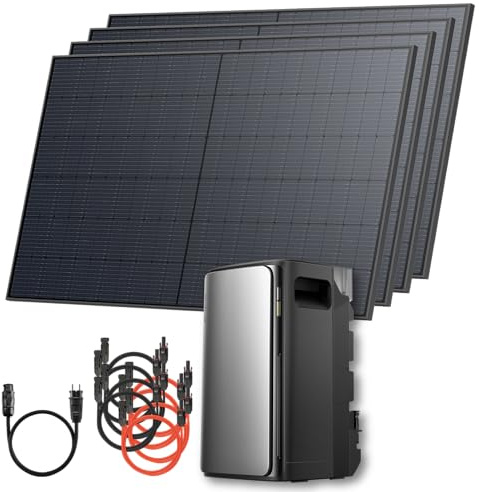 Solarway® 2000Wp / 800W Balkonkraftwerk mit 1,9kWh Speicher komplett Steckdose - 1,9 kWh EcoFlow STREAM Ultra - Solaranlage Komplettset - 500W Solarmodule & EcoFlow Speicher & Zubehör