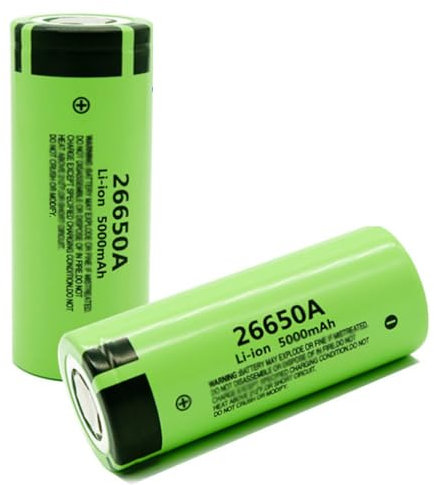 TLYA Battery Large Capacity 5000 Mah 3.7 V for LED Or Flat Flashlight, 2 Pcs