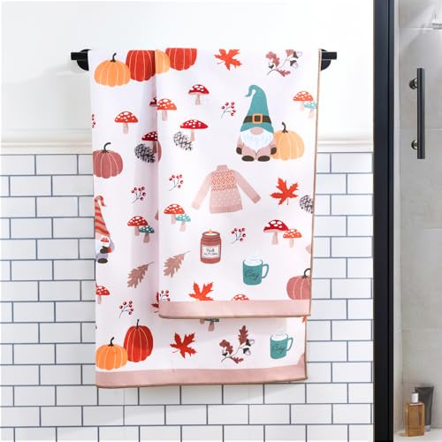 OHS Autumn Hand Towels for Bathroom, Ultra Soft Fade Resistant Autumn Gonk Hand Towels Quick Dry Hotel Spa Quality Halloween Pumpkin Bathroom Towel for Daily Use, Natural - 50 x 80cm