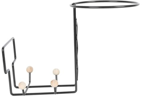 WEKADRIN Wall-mounted Helmet Holder and Coat Storage Rack 13×7×17cm Nail-free Black Multi-function Motorcycle Helmet Stand for Hats and Jackets Display