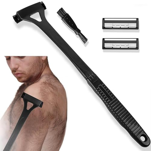 Syiyunran Rasoir Dos Homme Corps Tondeuse Hommes - Noir, 1 Pièce, épilateur les Poils du Body Men, Contient 2 Têtes de et Petite Brosse Nettoyage, Convient pour le Rasage des Jambes