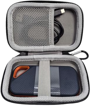 Hard Case for San-Disk Extreme Pro/Extreme Portable External SSD 500GB 1TB 2TB Waterproof & Shockproof & Dustproof PortableTravel Case Protective Cover Storage Bag With Mesh Pocket