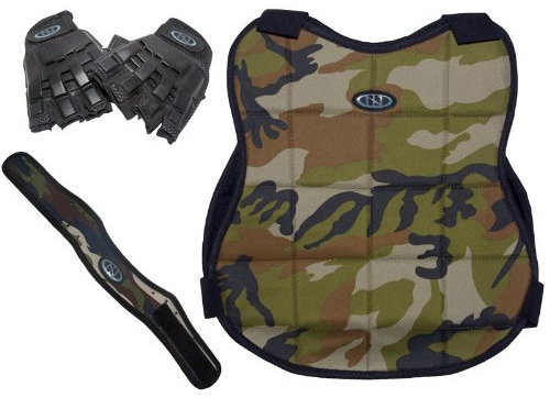 New Legion Paintball Schutzset - camo mit Halbfinger-Handschuh