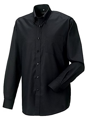 Russell Collection Mens Long Sleeve Easy Care Oxford Shirt (18inch) (Black)