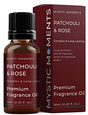 Mystic Moments | Olio di fragranze patchouli e rosa - 10 ml - perfetto per saponi, candele, bombe da bagno, bruciatori di olio, diffusori e articoli per la cura della pelle e dei capelli