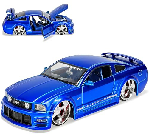 Sonderposten Ford Mustang V 1. Generation Shelby GT-500KR Blau 2004-2009 1/24 Jada Modell Auto mit individiuellem Wunschkennzeichen