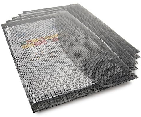 Rapesco 1259 Tarnende Dokumentenmappe mit Druckknopf, Foolscap / A4+, 5 Stück