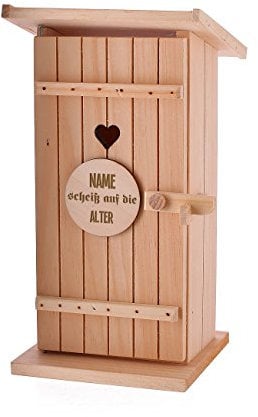 Lustapotheke® Geschenkverpackung Toilettenhäuschen mit Gravur zum Geburtstag - mit Wunschnamen und Alter