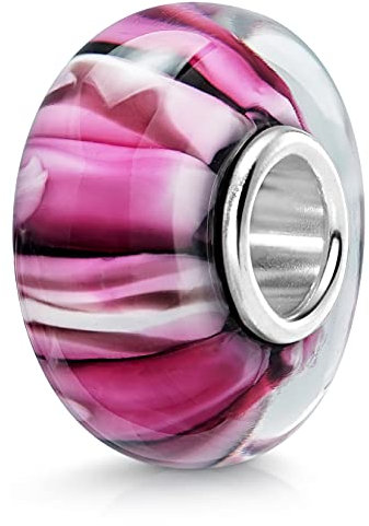 925 plata de ley cristal de Murano Bead Element rosa/Magenta - Beads modelo: 1035#