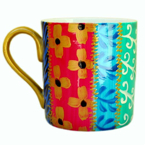 Gift Boxed Single Hand Painted Bone China Mug - Tsarina. Finest, translucent bone china mugs entirely hand painted in the original design of Caroline Hely Hutchinson