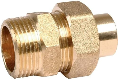 COMAP E112143001 Raccord Union Laiton Droit à souder-M 3/4-Ø 20 mm, Doré