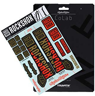 RockShox 00.4318.021.000 Decal Kit Troy Lee Designs-G/O 35mm Pike/Lyrik/Yari/Domain/Revel.(2018+), rot/schwarz/Gold (1 Set)