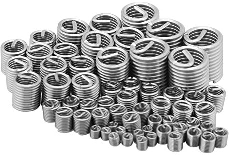 Walfront Helicoil-Set, 60 Stück Edelstahl Drahtgewinde Reparatur Hülsen Sortiment, M3/M4/M5/M6/M8/M10/M12 Gewinde, Silber Einsätze Hülsen