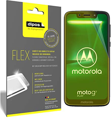 dipos FLEX 3x Displayschutzfolie klar für Motorola Moto G7 Play | 100% Displayabdeckung, Full Cover, Anti-Shock, selbstheilend, blasenfrei, Fingerprint-kompatibel, selbstklebend
