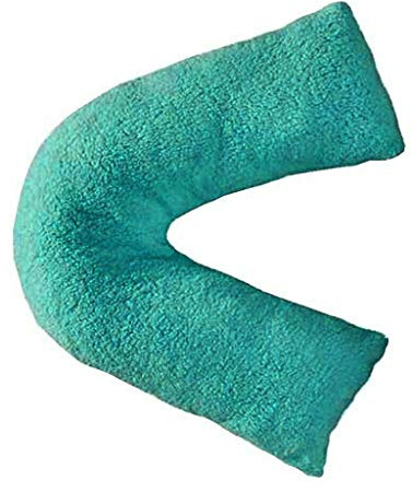 NIGHTZONE Teddy bear V Shaped complete pillow or Case for support Maternity, Neck, Back, Soft Warm Plush Cosy Fleece Cover (Teddy V Pillow Teal, Case Only)