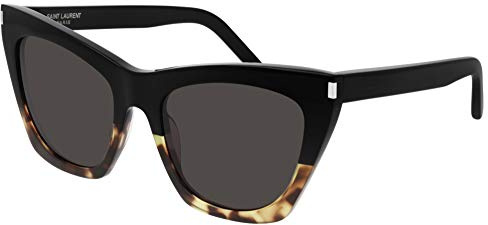 SAINT LAURENT Womens SL 214 KATE-010 55 Woman ACETAT Sunglasses, Havana-Black-Black