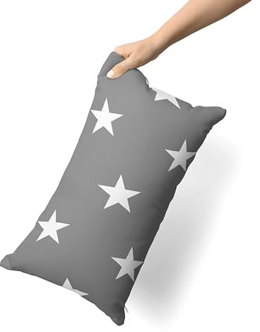 ETÉREA Kissenbezug 80x80cm - 100% Baumwolle Pflegeleichter Kissenbezug Sterne natürlich weich - Kopfkissenbezug 80x80cm 100% Baumwolle - Kissenbezug mit Reißverschluss - OEKOTEX Made in Green - Grau