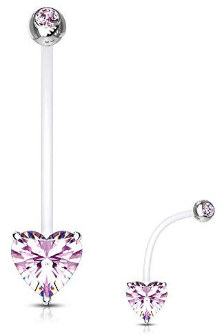 Treuheld® Schwangerschaftspiercing mit Herz und Kristall | 3 Farben [2.] - pink