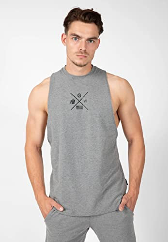 Gorilla Wear Cisco Tank Top - grau - modernes leichtes Oberteil mit Logo zum Sport Freizeit Alltag Workout Training aus Baumwolle Spandex für Bewegungsfreiheit funktionell, S