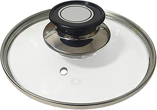 EUROXANTY Tapa para Olla | Tapa de Cristal para Ollas | Tapa con Borde de Acero Inoxidable | Tapa con Asa | Tapa con Orificio para el Vapor | Ahorro energético | 26 cm