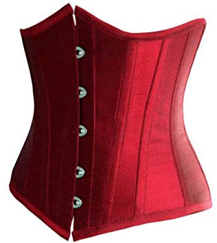 Bslingerie® Corsetto sottoseno da donna vintage in broccato floreale in raso, Raso rosso., L