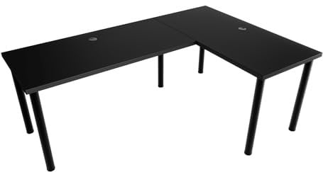 MÖBEL SYSTEM Grande scrivania angolare a L o scrivania/Tavolo da Ufficio angolare con canalina per Cavi Integrata, Fabbricato in UE - Nero